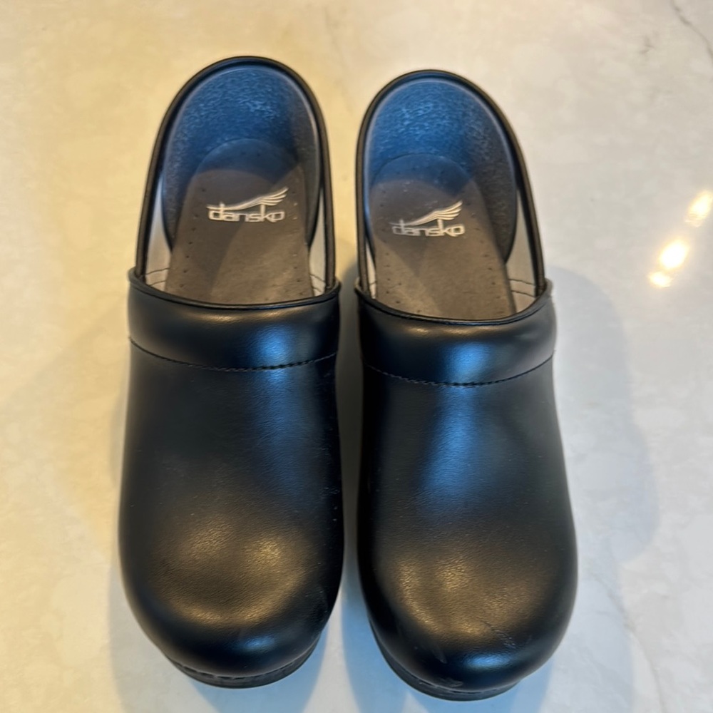 Dansko Black Leather Clogs